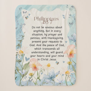 Philippians 4:6-7 Christian Bible Verse Watercolor Sherpa Blanket