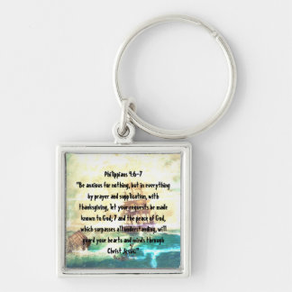 Philippians 4:6-7- God will give you peace Keychain