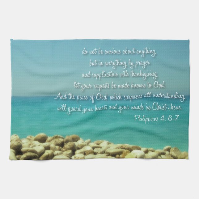 Philippians 4:6-7 kitchen towel (Horizontal)