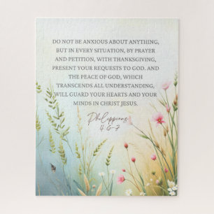 Philippians 4:6-7 Wildflower Bible Verse Christian Jigsaw Puzzle