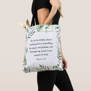 Philippians 4:6, Bible Verse, Christianity Tote Bag