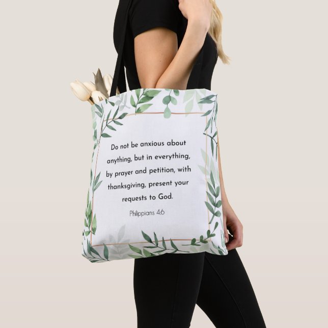 Philippians 4:6, Bible Verse, Christianity Tote Bag (Close Up)