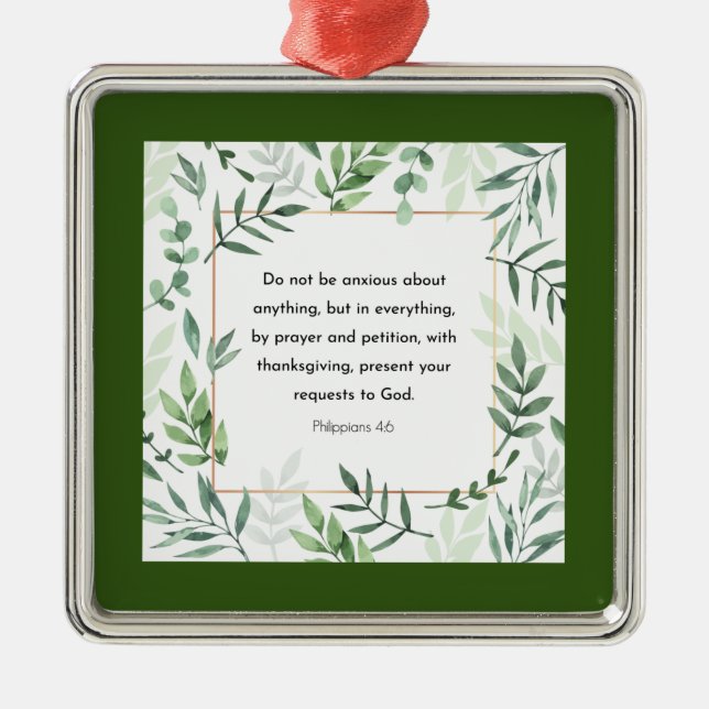 Philippians 4:6, Bible Verse, Metal Ornament (Front)