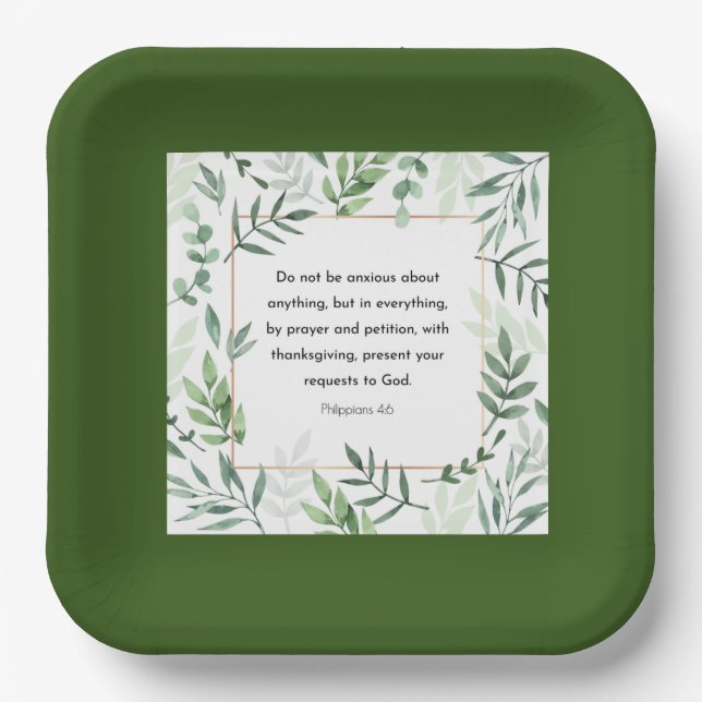 Philippians 4:6, Bible Verse, Paper Plate (Front)