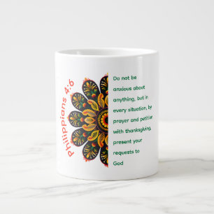 Philippians 4:6 Mandala Flower Jumbo Mug