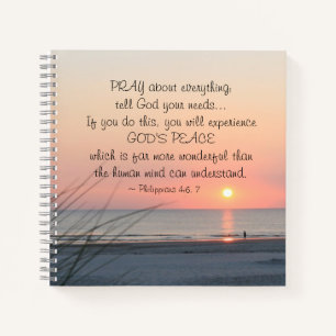 Philippians 4:6 Pray About Everything Ocean Sunset Notebook