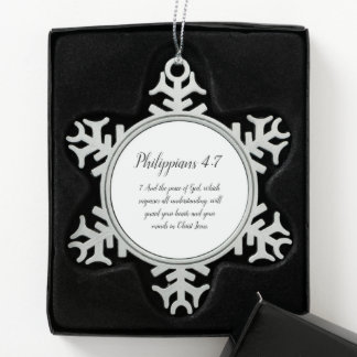 Philippians 4:7 snowflake pewter christmas ornament