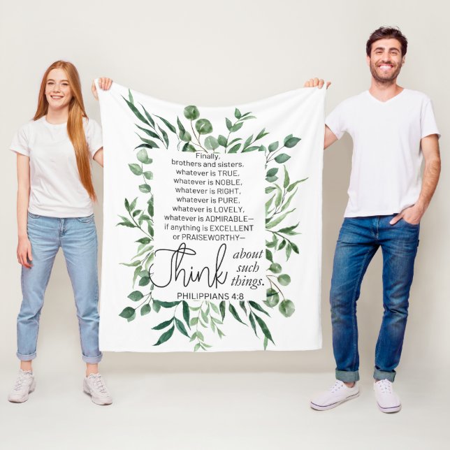 Philippians 4:8 Whatever is Noble Eucalyptus Fleece Blanket (In Situ)