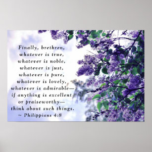 Philippians 4:8 Whatever is True Bible Verse Poster