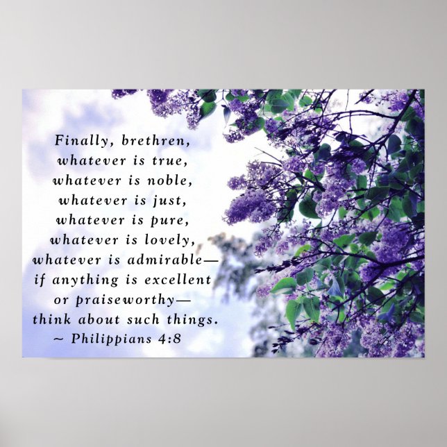 Philippians 4:8 Whatever is True Bible Verse Poster (Front)