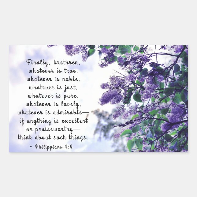 Philippians 4:8 Whatever is True Bible Verse Sticker (Front)