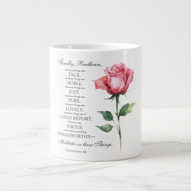 Philippians 4:8 Whatever things are Noble Flower Large Coffee Mug (Front)