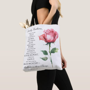 Philippians 4:8 Whatever things are Noble Flower Tote Bag