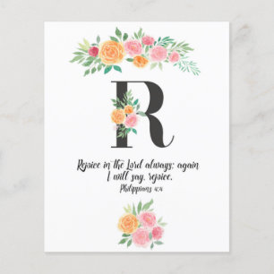 Philippians 4, Letter R, watercolor scripture carf