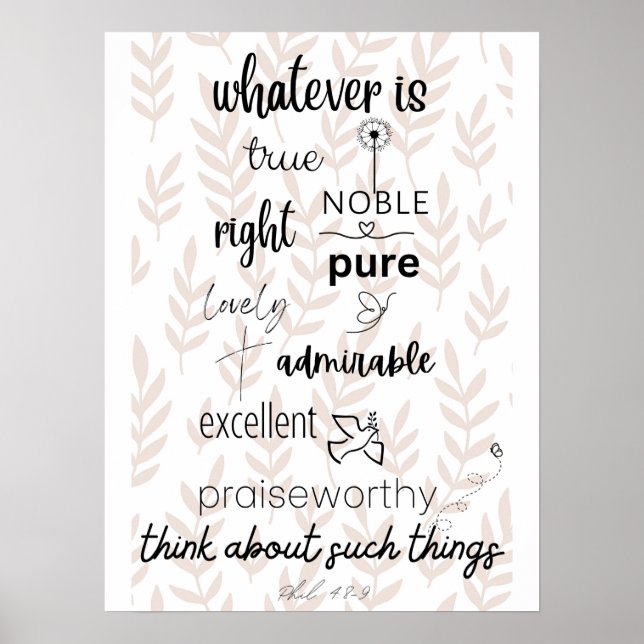 Philippians 4 Quoi que ce soit de vrai Poster (Devant)