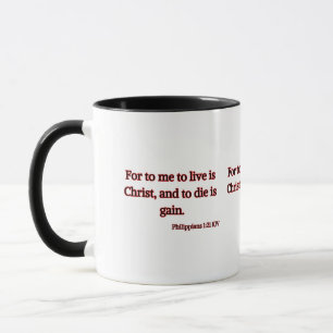 Philippiens 1:21 KJV Bible Écriture Mug à deux ton