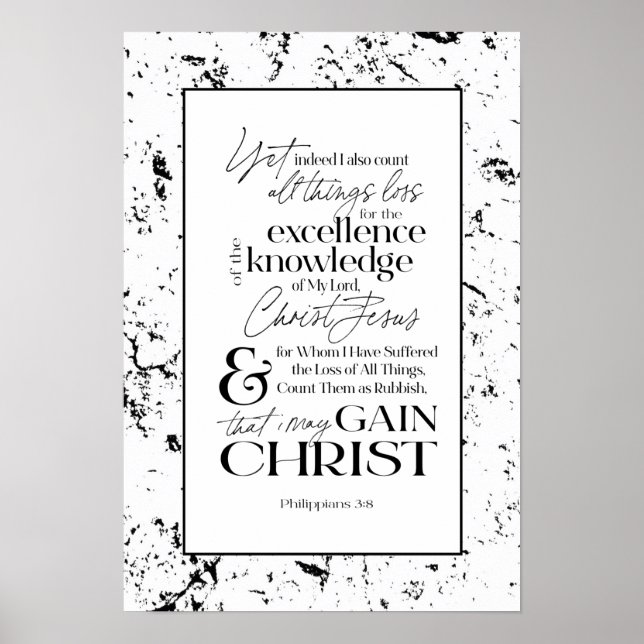 PHILIPPIENS 3:8 Bible Verse Poster d'art (Devant)