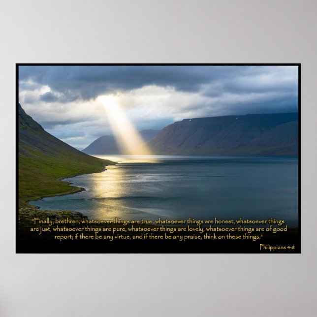 Philippiens 4:8 Poster de la Bible chrétienne (Devant)
