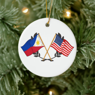 Philippine American Flag Filipino Heritage Vintage Ceramic Ornament