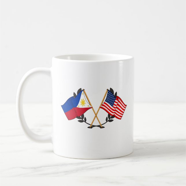 Philippine American Flag Filipino Heritage Vintage Coffee Mug (Left)