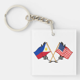 Philippine American Flag Filipino Heritage Vintage Keychain