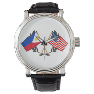Philippine American Flag Filipino Heritage Vintage Watch
