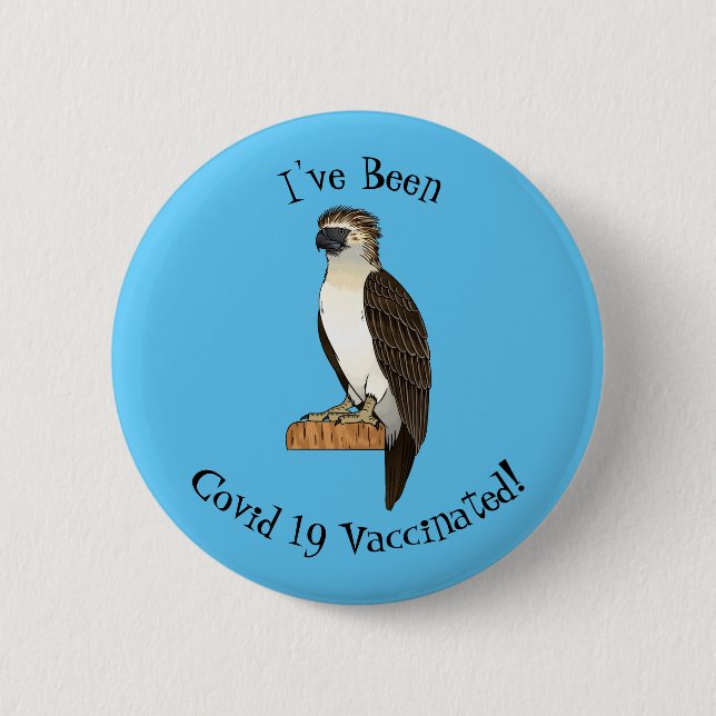 Philippine eagle bird cartoon illustration  2 inch round button (Front)