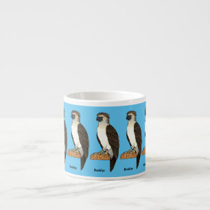 Philippine eagle bird cartoon illustration  espresso cup
