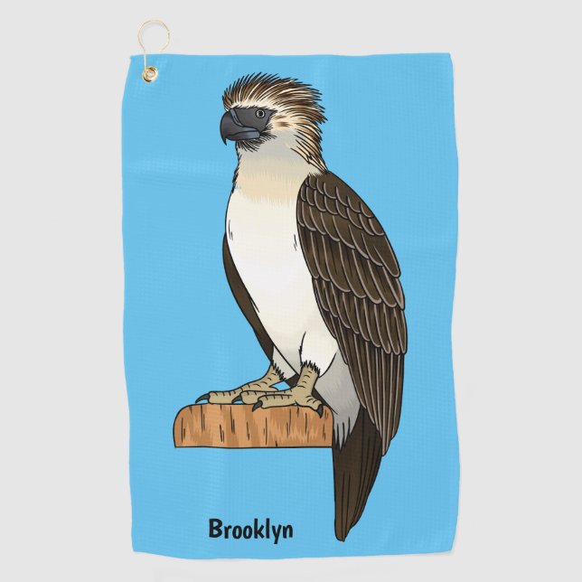 Philippine eagle bird cartoon illustration golf towel (Front)