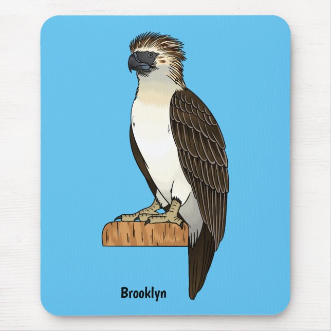 Philippine eagle bird cartoon illustration mouse pad (Front)