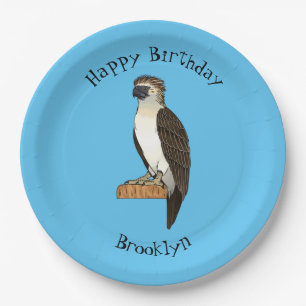 Philippine eagle bird cartoon illustration  paper plate
