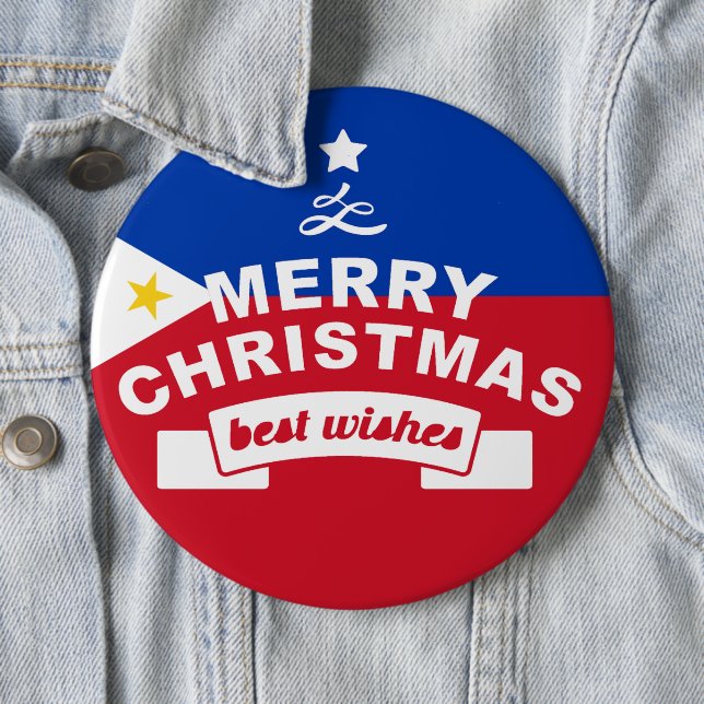 Philippine Flag Christmas: Merry Christmas & Best  6 Inch Round Button (In Situ)
