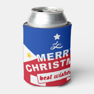 Philippine Flag Christmas: Merry Christmas & Best  Can Cooler