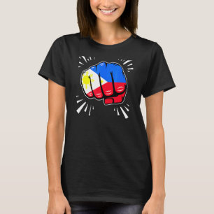 Philippine Flag Fist Filipina Filipino American Pi T-Shirt