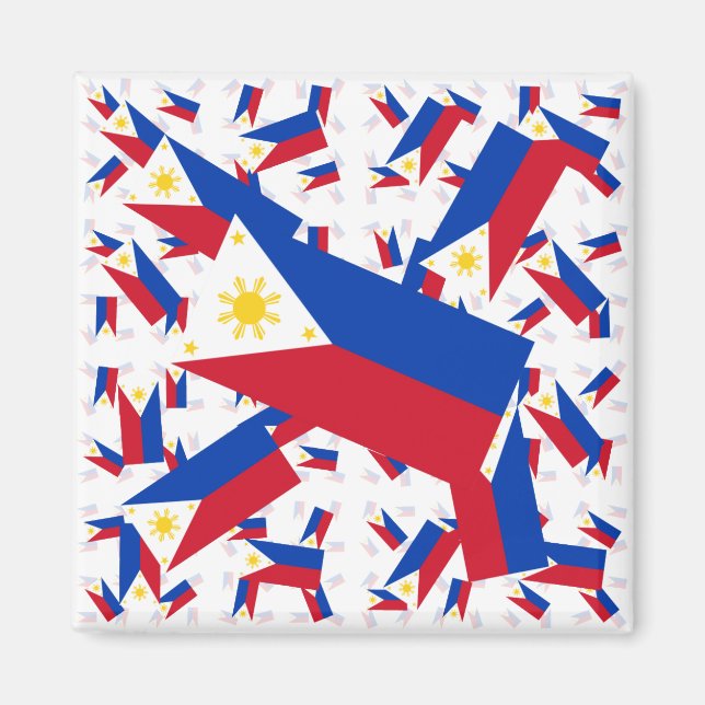 Philippine Flag in Multiple Colourful Layers Askew Magnet (Front)