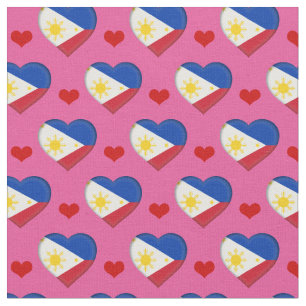 Philippine Flag & Red Heart fashion Fabric