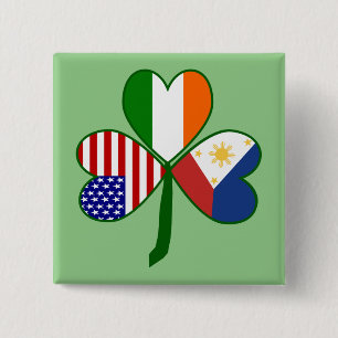 Philippine Flag Shamrock 2 Inch Square Button