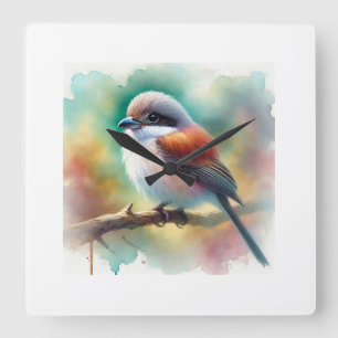 Philippine Shrike 300824AREF122 - Watercolor Square Wall Clock