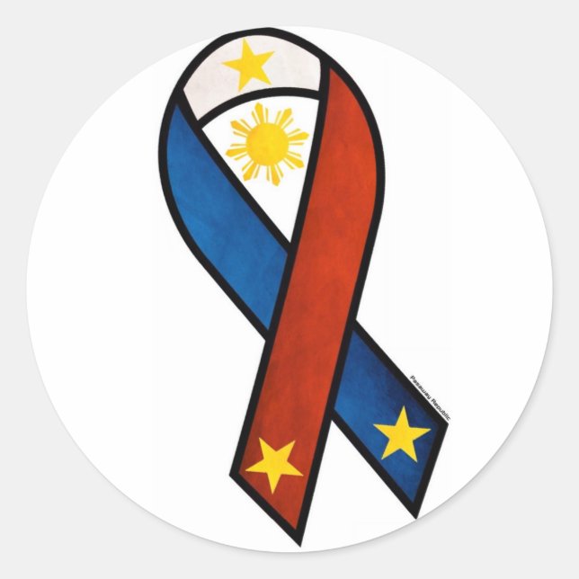 Philippine "support"  ribbon classic round sticker (Front)