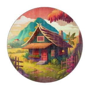Philippine Traditional House colourful Design  Cutting Board