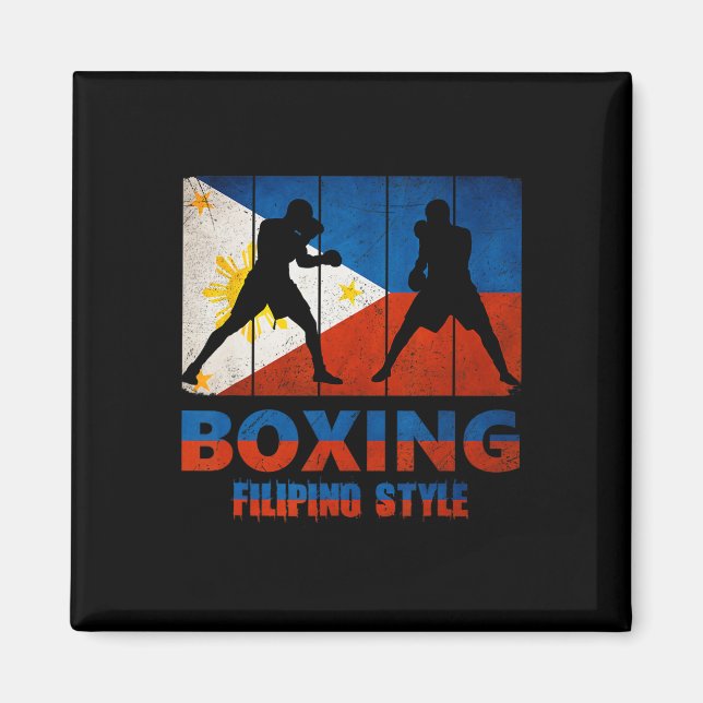 Philippine Vintage Style Boxing Great Filipino Box Magnet (Front)