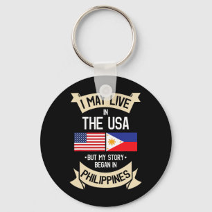Philippines American Flag Usa Filipino Roots Gifts Keychain