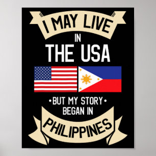 Philippines American Flag Usa Filipino Roots Gifts Poster