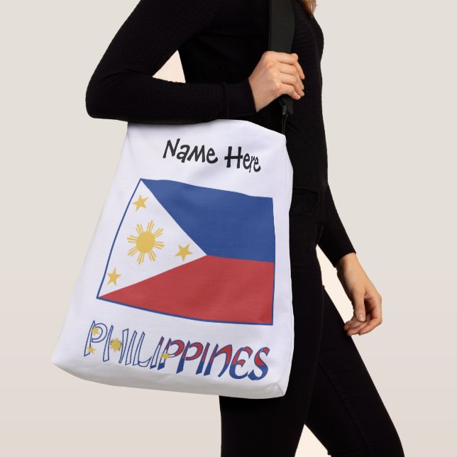 Philippines and Filipino Flag and Your Name Crossbody Bag (Close Up)