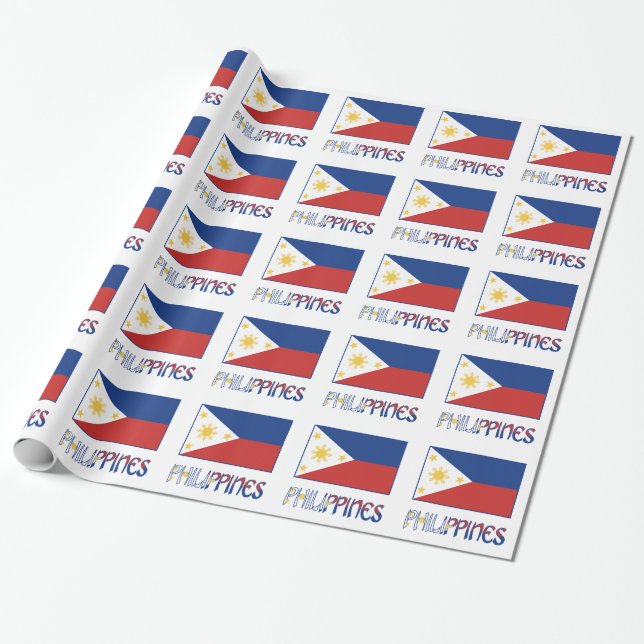 Philippines and Filipino Flag Gift Wrapping Paper (Unrolled)
