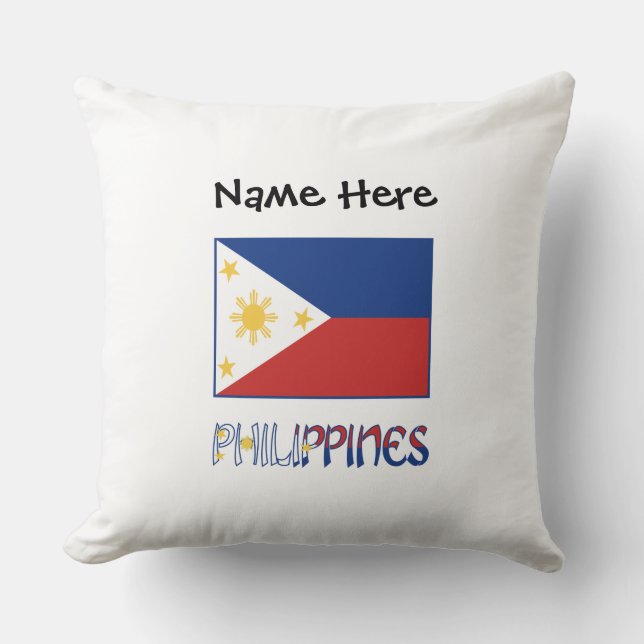 Philippines and Filipino Flag Personalized  Throw Pillow (Front)