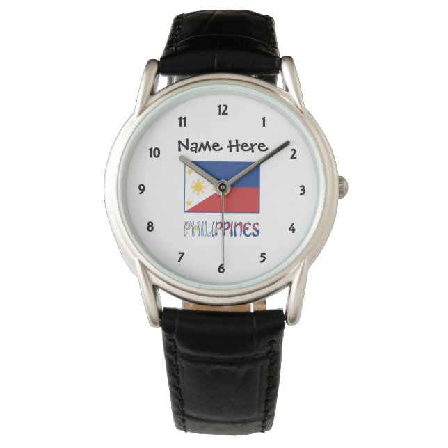 Philippines and Filipino Flag Personalized  Watch (Front)