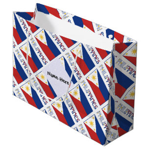 Philippines and Filipino Flag Tiled Personalized  Large Gift Bag