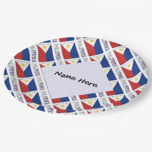 Philippines and Filipino Flag Tiled Personalized  Paper Plate