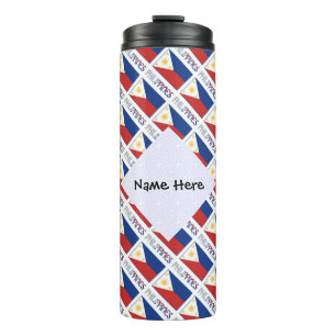 Philippines and Filipino Flag Tiled Personalized  Thermal Tumbler